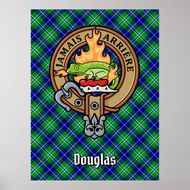 Klan Douglas Vapensköld över Tartan Poster (Framsidan)