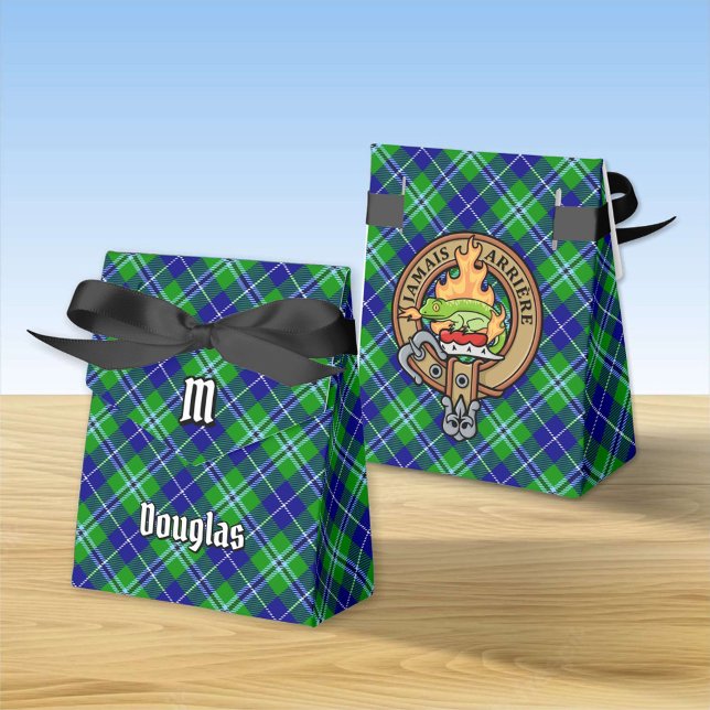 Klan Douglas Vapensköld över Tartan Presentaskar (Skapare uppladdad)