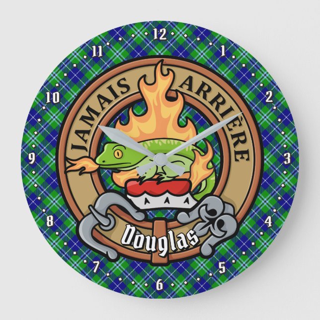 Klan Douglas Vapensköld över Tartan Stor Klocka (Framsida)
