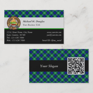 Klan Douglas Vapensköld över Tartan Visitkort
