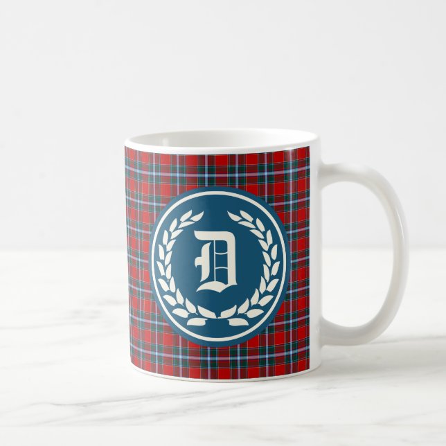 Klan Drummond Bright Red Tartan Monogram Kaffemugg (Höger)