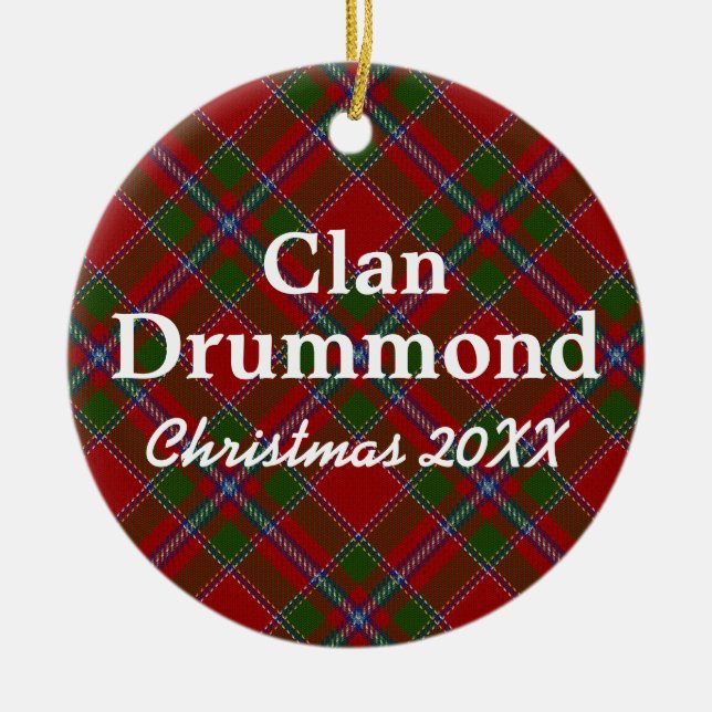 Klan Drummond Scottish Tartan Julgransprydnad Keramik (Framsidan)