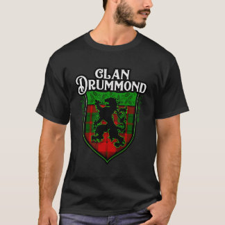 Klan Drummond Surname Scottish Tartan Lejon Rampan T Shirt