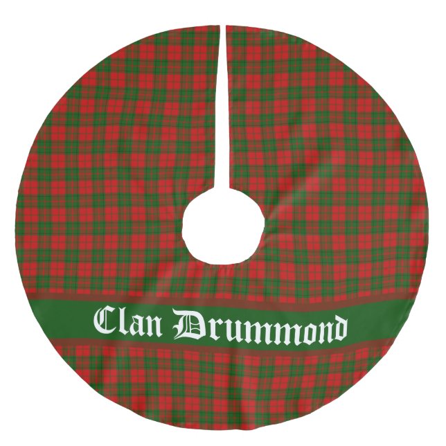 Klan Drummond Tartan Anpassade Julgransmatta Borstad Polyester (Framsidan)