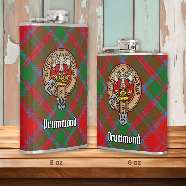Klan Drummond Vapensköld över Tartan Fickplunta (Skapare uppladdad)