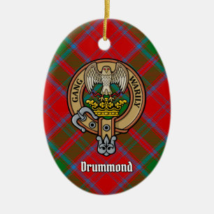 Klan Drummond Vapensköld över Tartan Julgransprydnad Keramik