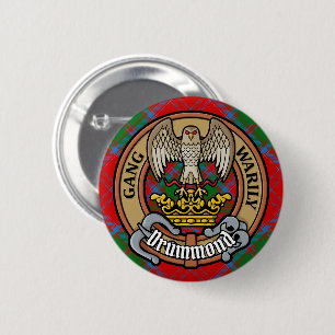 Klan Drummond Vapensköld över Tartan Knapp