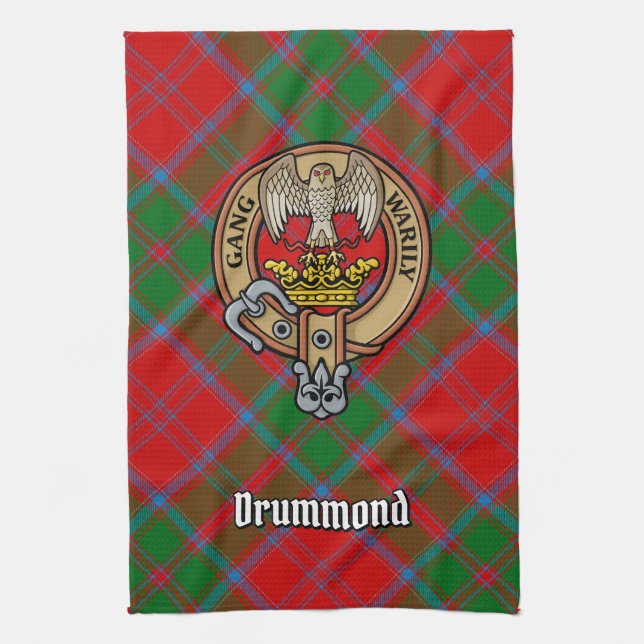 Klan Drummond Vapensköld över Tartan Kökshandduk (Vertikal)