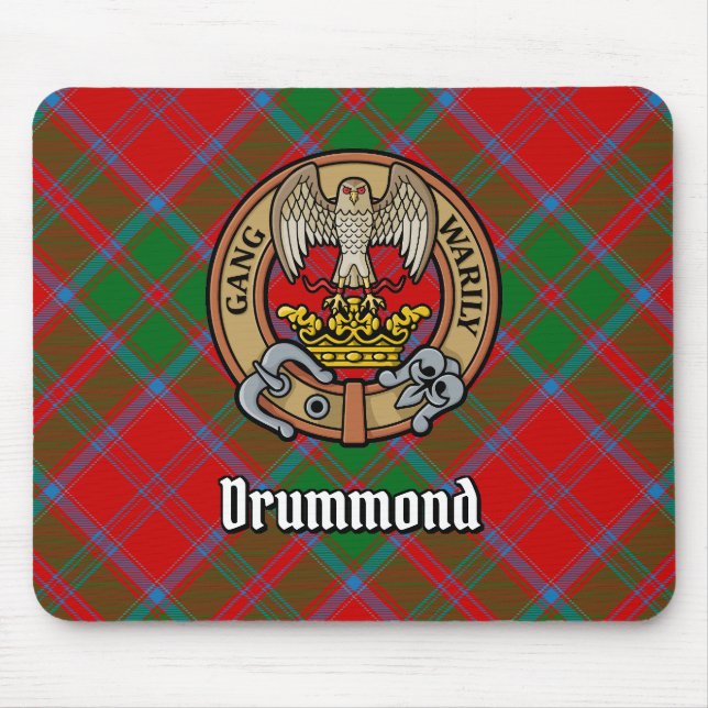 Klan Drummond Vapensköld över Tartan Musmatta (Framsidan)