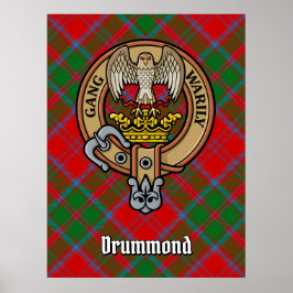 Klan Drummond Vapensköld över Tartan Poster