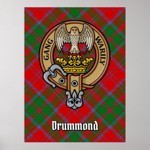 Klan Drummond Vapensköld över Tartan Poster