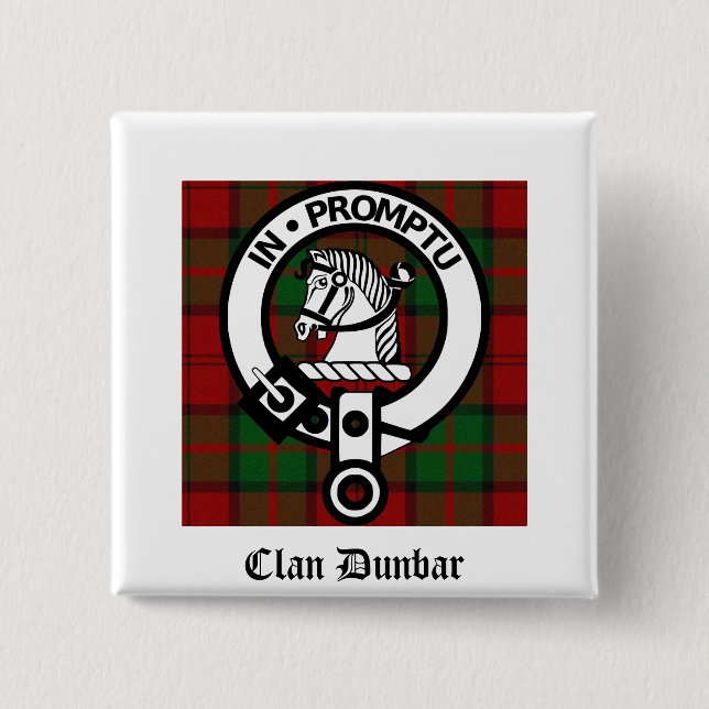 Klan Dunbar Tartan & Vapensköld Badge Knapp (Framsida)
