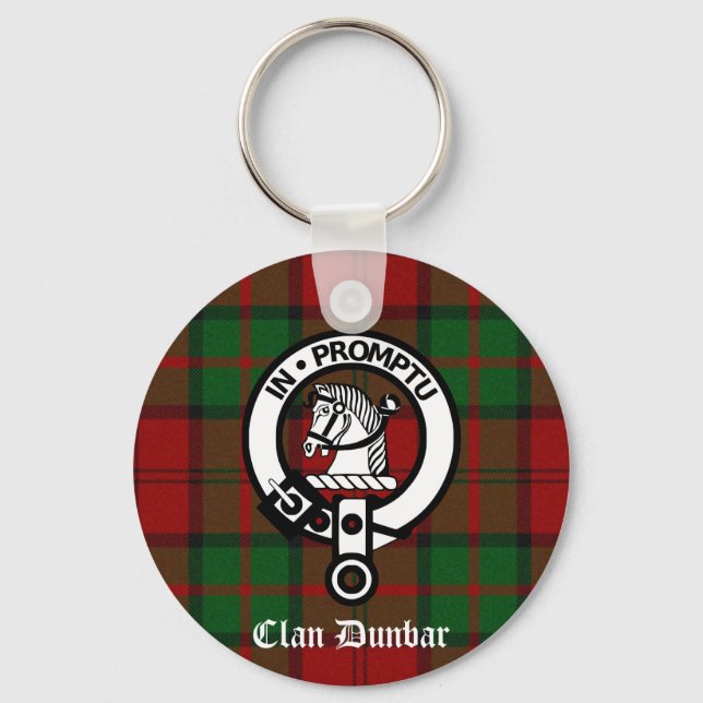Klan Dunbar Tartan & Vapensköld Badge Nyckelring (Framsida)