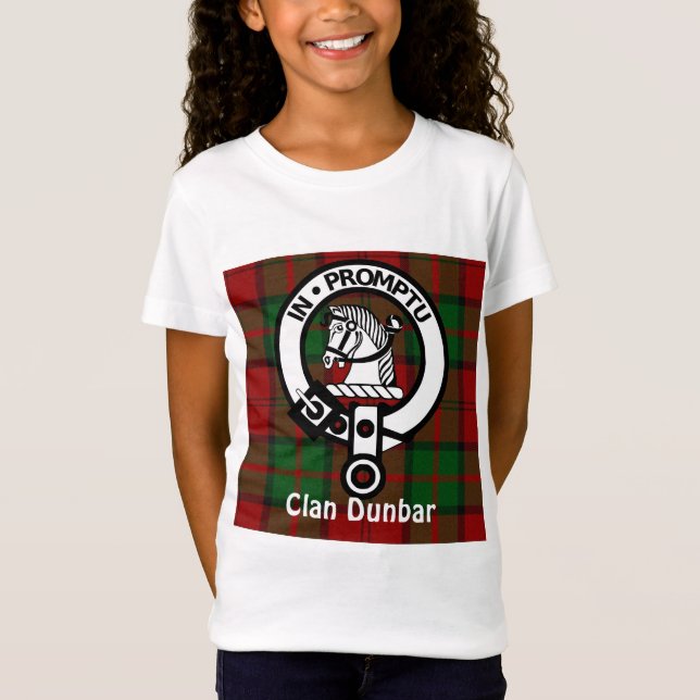 Klan Dunbar Tartan & Vapensköld Badge Tee (Framsida)