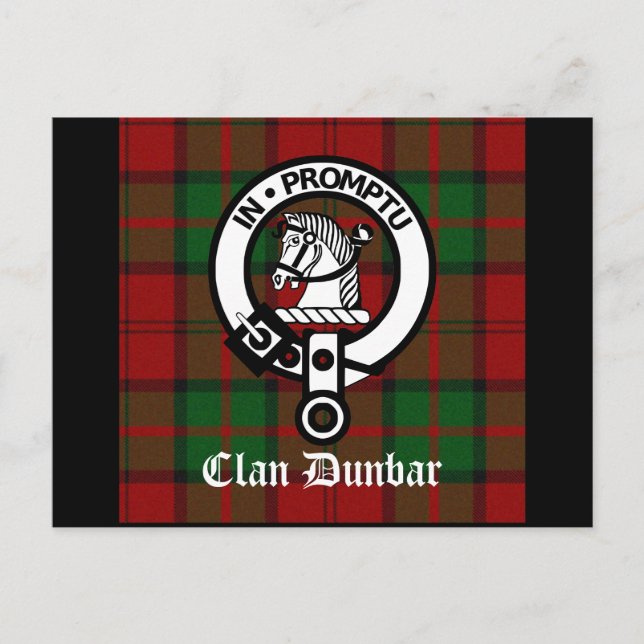 Klan Dunbar Tartan & Vapensköld Badge Vykort (Framsida)