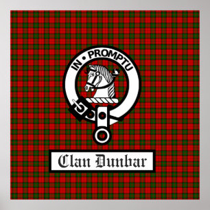 Klan Dunbar Vapensköld Badge & Tartan Poster