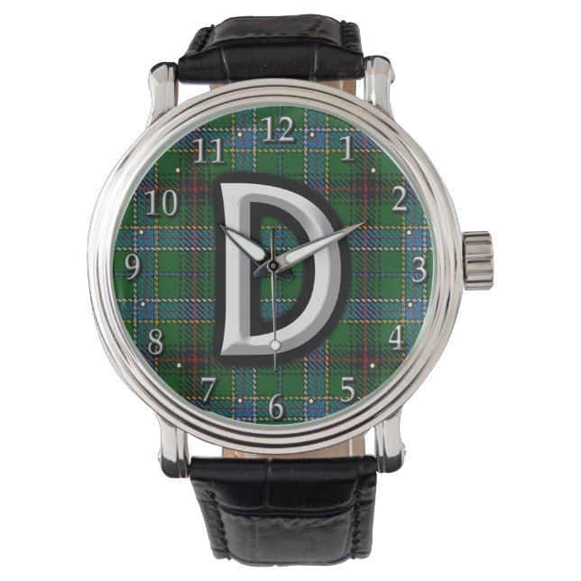 Klan Duncan Brev D Monogram Tartan Armbandsur (Framsida)