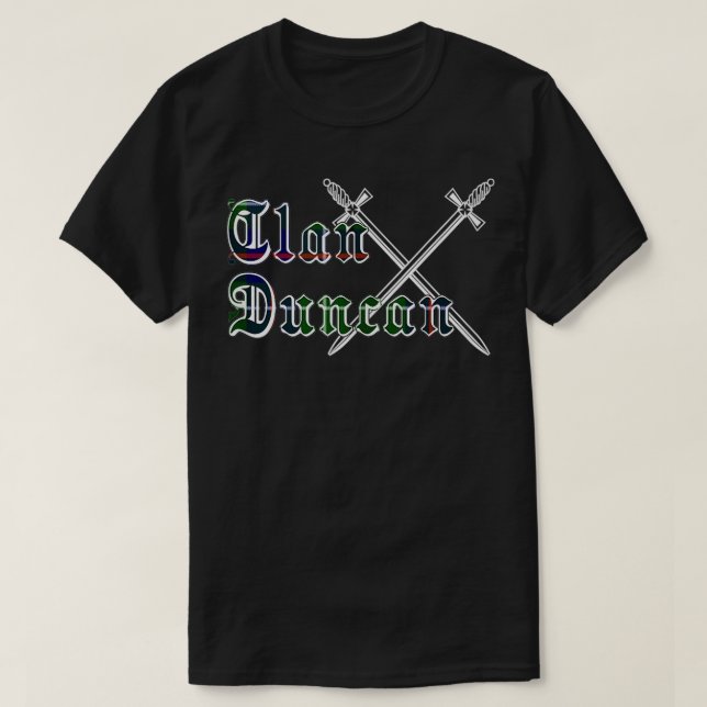 Klan Duncan-efternamnet Scottish Tartan T Shirt (Design framsida)