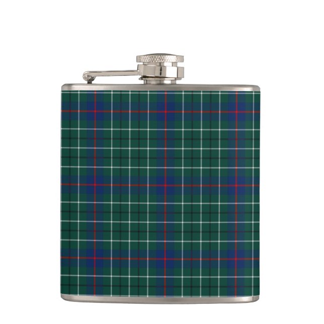 Klan Duncan Grönt och Blue Scottish Tartan Fickplunta (Framsidan)