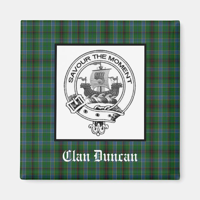 Klan Duncan Vapensköld Badge & Tartan Magnet (Framsidan)