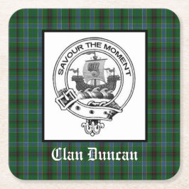 Klan Duncan Vapensköld Badge & Tartan Underlägg Papper Kvadrat