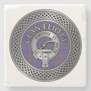 Klan Eliott Vapensköld & Tartan Knot Stenunderlägg