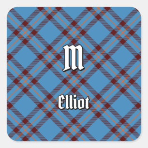 Klan Elliot Ancient Tartan Square Sticker Fyrkantigt Klistermärke