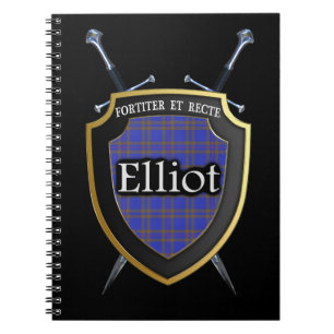 Klan Elliot Tartan Shield & Swords Anteckningsbok