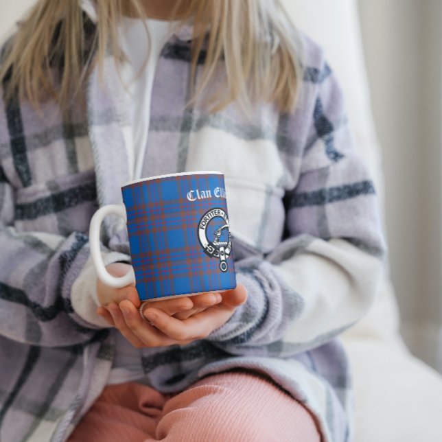 Klan Elliot Vapensköld Badge & Tartan Anpassade Kaffemugg (Skapare uppladdad)