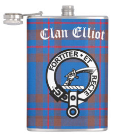 Klan Elliot Vapensköld Badge & Tartan Fickplunta