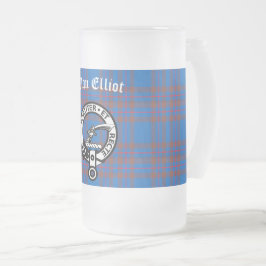 Klan Elliot Vapensköld Badge & Tartan Frostat Ölglas