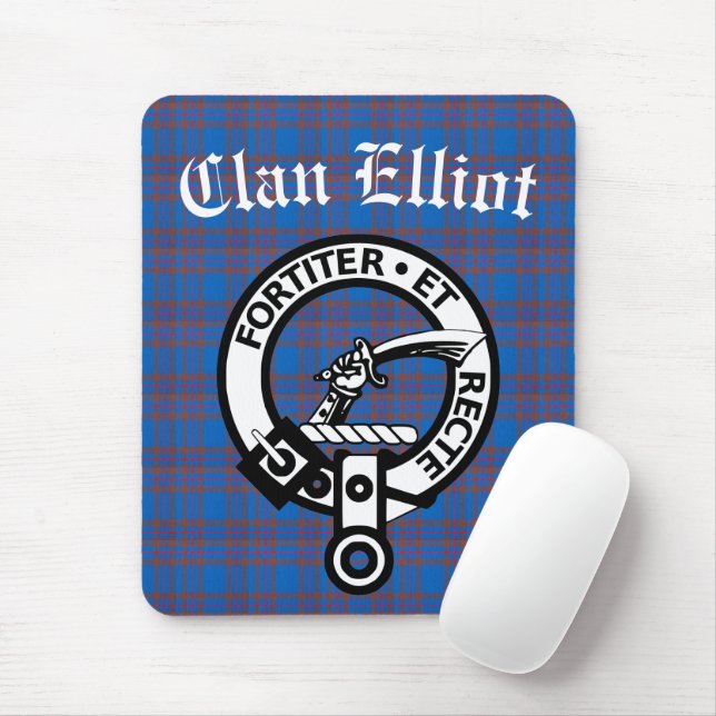 Klan Elliot Vapensköld Badge & Tartan Musmatta (Med mus)