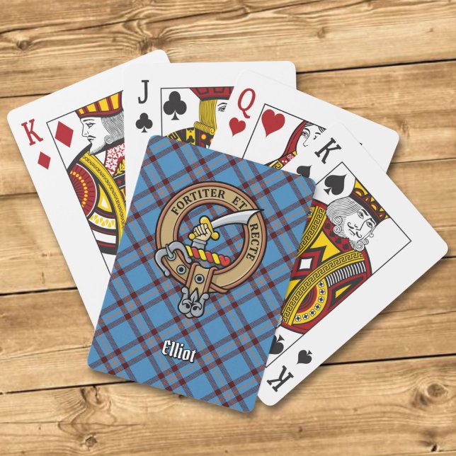 Klan Elliot Vapensköld över det antika Tartan Casinokort (Skapare uppladdad)