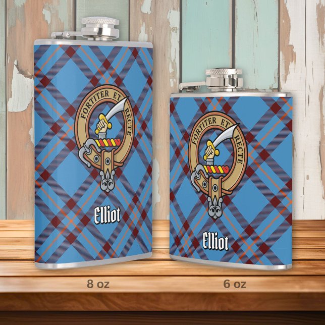Klan Elliot Vapensköld över det antika Tartan Fickplunta (Skapare uppladdad)