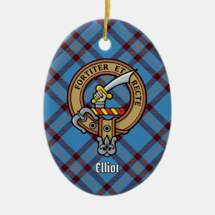Klan Elliot Vapensköld över det antika Tartan Julgransprydnad Keramik