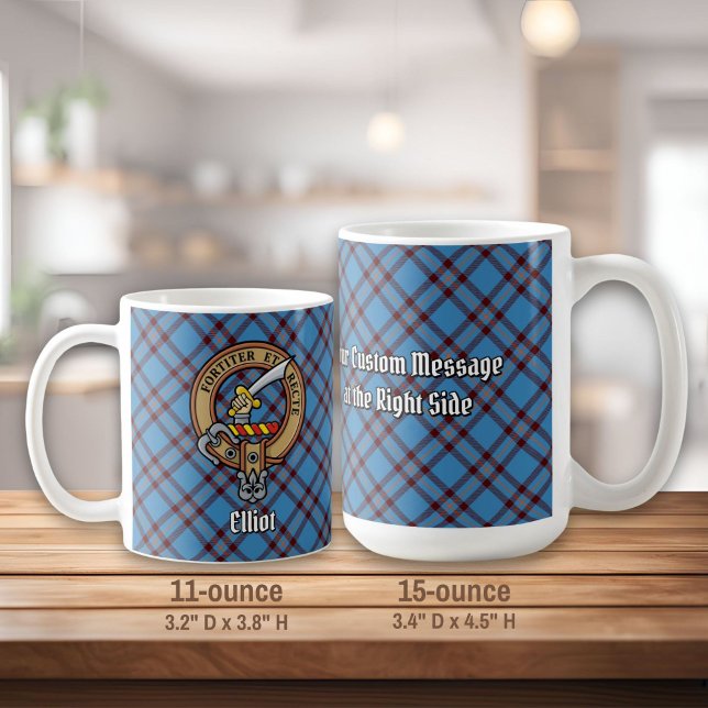 Klan Elliot Vapensköld över det antika Tartan Kaffemugg (Skapare uppladdad)