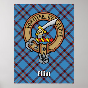 Klan Elliot Vapensköld över det antika Tartan Poster