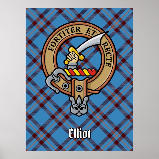 Klan Elliot Vapensköld över det antika Tartan Poster (Framsidan)