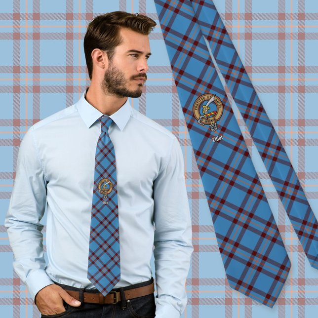 Klan Elliot Vapensköld över det antika Tartan Slips (Skapare uppladdad)