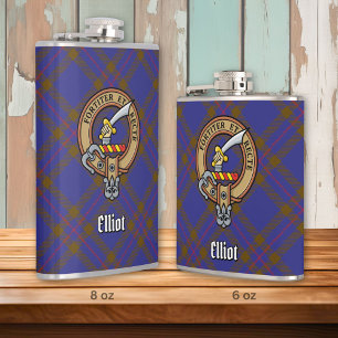 Klan Elliot Vapensköld över Modern Tartan Fickplunta