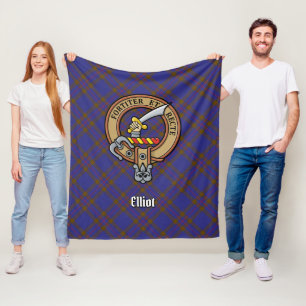 Klan Elliot Vapensköld över Modern Tartan Fleecefilt