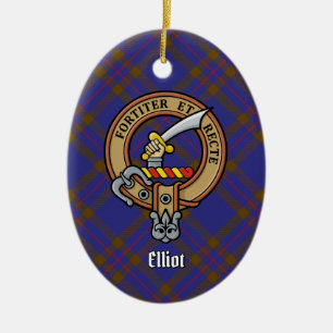 Klan Elliot Vapensköld över Modern Tartan Julgransprydnad Keramik