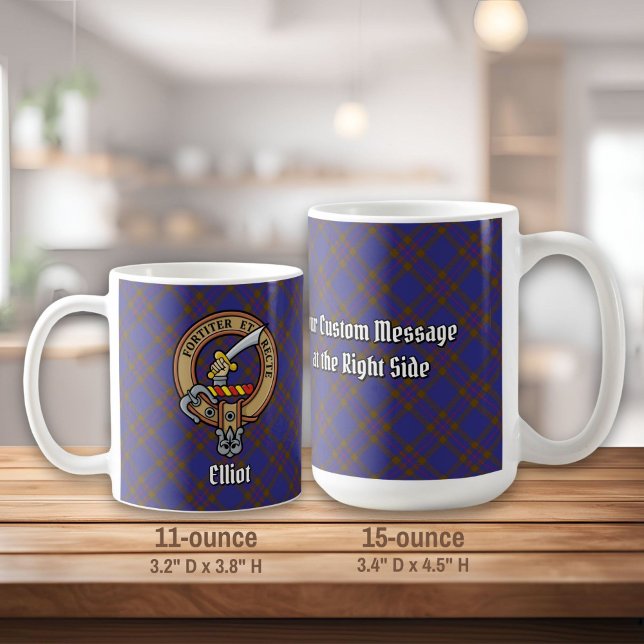 Klan Elliot Vapensköld över Modern Tartan Kaffemugg (Skapare uppladdad)