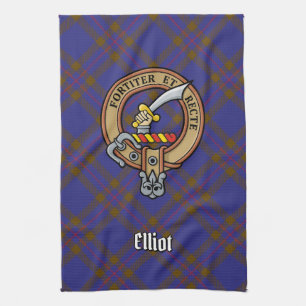 Klan Elliot Vapensköld över Modern Tartan Kökshandduk