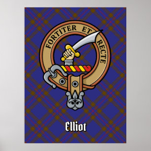 Klan Elliot Vapensköld över Modern Tartan Poster