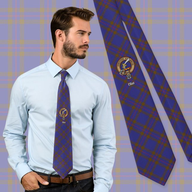 Klan Elliot Vapensköld över Modern Tartan Slips (Skapare uppladdad)