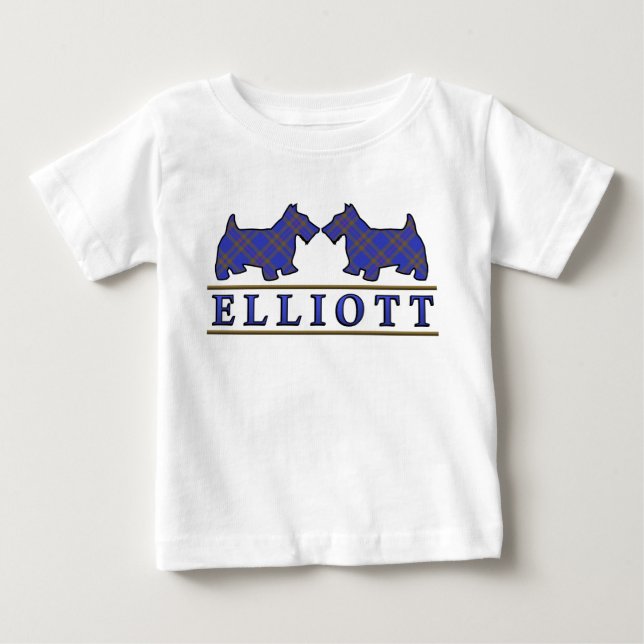 Klan Elliott Scottie Hundar Scottish Klan Tartan T-shirt (Framsida)
