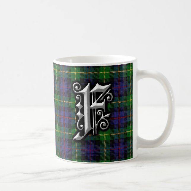 Klan Farquharson Brev F Monogram Tartan Kaffemugg (Höger)