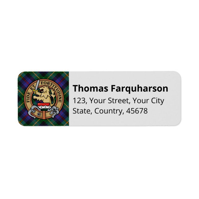 Klan Farquharson Tartan Label Returadress Etikett (Framsidan)