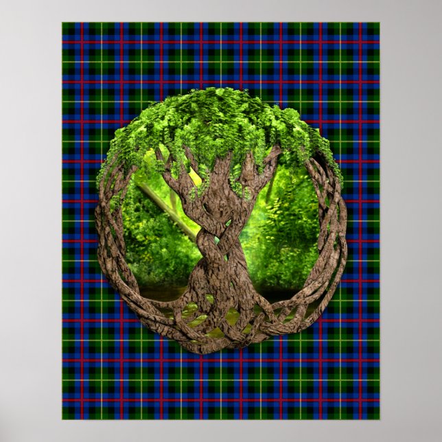 Klan Farquharson Tartan och Celtic Livets träd Poster (Framsidan)